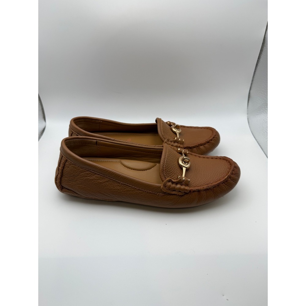 Coach Arlene Tan Pebble Leather Turnlock Driving Loafers Womens 6B
